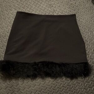 Express Black Mini Skirt with Removable Fearher Trim